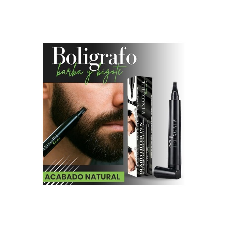 MinoxidilBer Boligrafo para rellenar huecos en barba bigote o cejas,