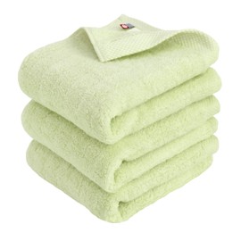 Hiorie Certified Imabari Face Towel, Fluffy Ribbed Towel, Set of 3, Lime Green, Made in Japan, Made With Valuable Extra-long Cotton, Absorbent, Imabari Brand, 100% Cotton