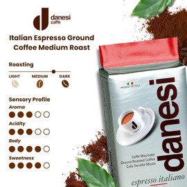 Danesi Caffe Italian Ground Coffee - Fine Medium Roast Espresso Coffee Grounds for Moka Pot, French Press, and Drip Brew - Classic (8.75 oz, 1 Pack)