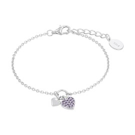 s.Oliver 2036815 Children's Bracelet 925 Sterling Silver with Synthetic Zirconia 14 + 2 cm White Heart Comes in Jewellery Gift Box, Silver, Cubic Zirconia
