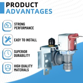 WPW10498976 W10498976 Upgraded Refrigerator Ice Maker Water Inlet Solenoid Valve Compatible with Whirlpool Maytag Kenmore Replaces W10420082 2684516 AP6022334 PS11755667 EAP11755667