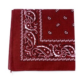 NYFASHION101 Unisex Double Sided Print Paisley Cotton Bandana Head Wrap Scarf, Burgundy