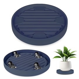 Dcpes 12Inch Plant Caddy with Hidden Wheels, Rolling Plants Stand with Wheel, 4 Invisible Casters, Indoor Plant Saucers on Wheels, Heavy Duty Wheeled Plant Dolly, Planter Roller Base, Gray, 2Pack