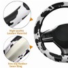 AUTOXBERT 3Pcs Cow Print Steering Wheel Cover Set 15Inch Wheel