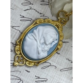 Fancy Fox Boutique Gold Madonna Mary Child Jesus MOM Heart Jewelry White Mothers Day necklace Cameo