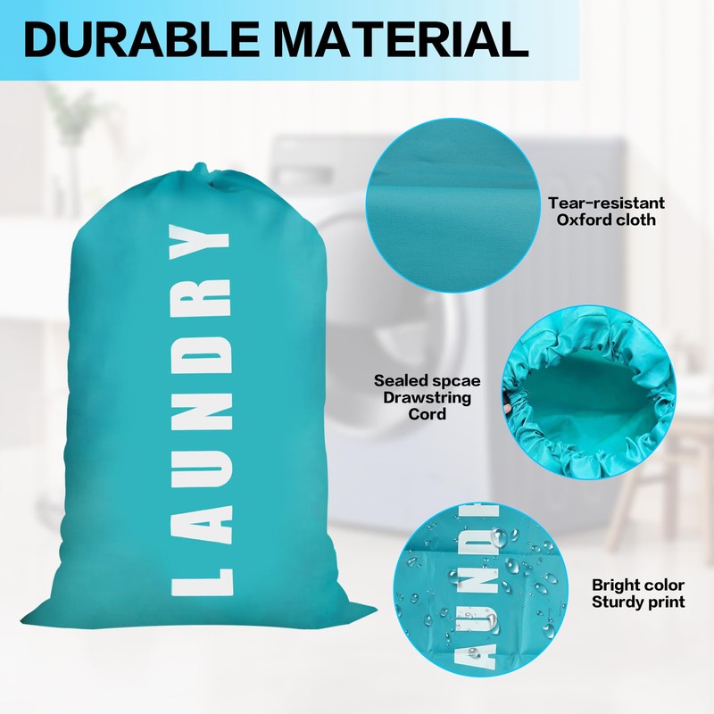 2 Pcs Large Laundry Bags, Travel Laundry Bags with Drawstring,
