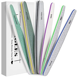 MORGLES - Limas de uñas, lima de uñas de grano profesional para uñas acrílicas/naturales/de gel (grano 100/150/180/220/240/280/1000/4000) - Actualización de caja