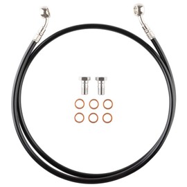 Tusk Front Motorcycle Steel Braided Brake Line Standard Length Black Compatible with Kawasaki KLR650 1987-2007