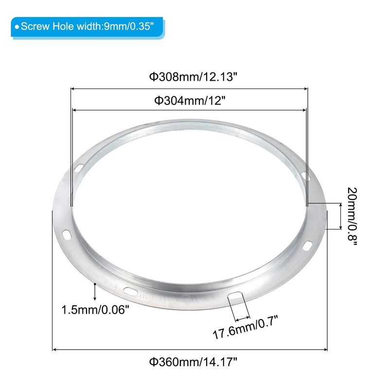 PATIKIL 12" Duct Connector Flange, Metal Straight Pipe Exhaust Flange