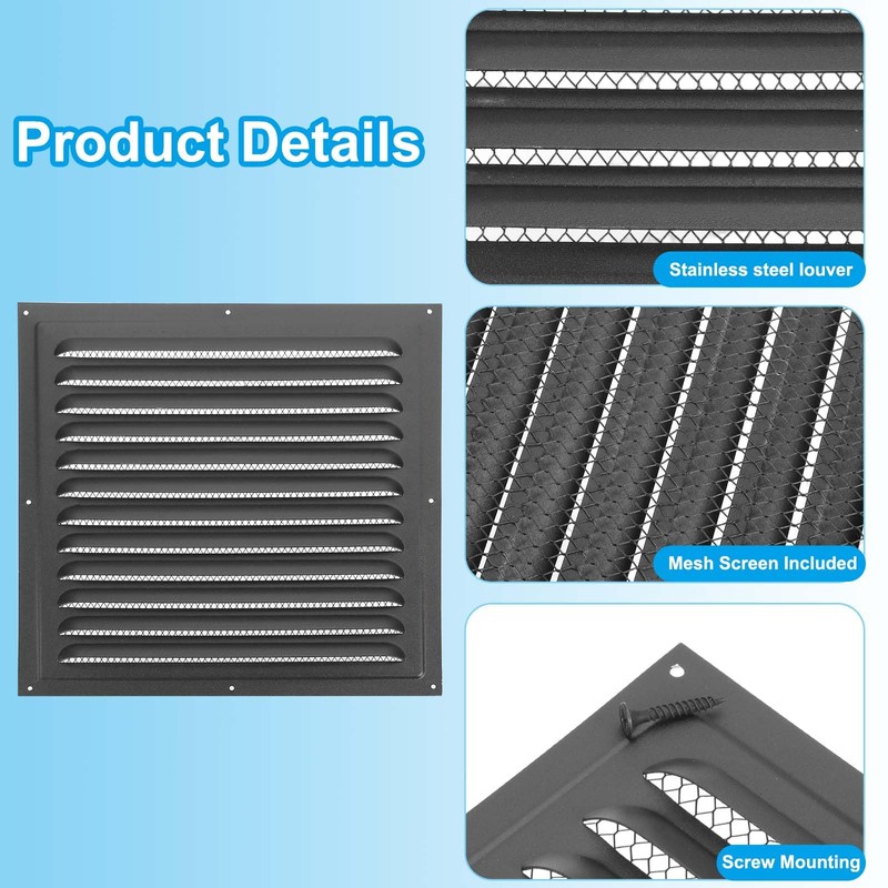 PATIKIL 12x12" Gable Vent Cover, Exterior Wall Outlet Vent Cover