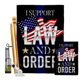 Support Law and Order Garden House Flags Kit Patriotic President Democrat Republican Tea Party United State American Election Small Decorative Gift Yard Banner Double-Sided Made In USA 28 X 40