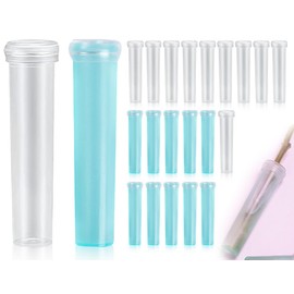 Lhbwhiz Pack of 20 Flower Tubes, Reusable Plastic Flower Water Tubes with Caps, Transparent, 7 x 1.5 cm, Test Tubes for Flower Shops (Blue and White)