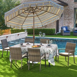 Horaldaily Fall Outdoor Tablecloth 60×104 Inch, Thanksgiving Autumn Harvest Blue Pumpkin Buffalo Plaid Washable Table Cover with Zipper Umbrella Hole for Party Dinner Patio Garden Picnic BBQ