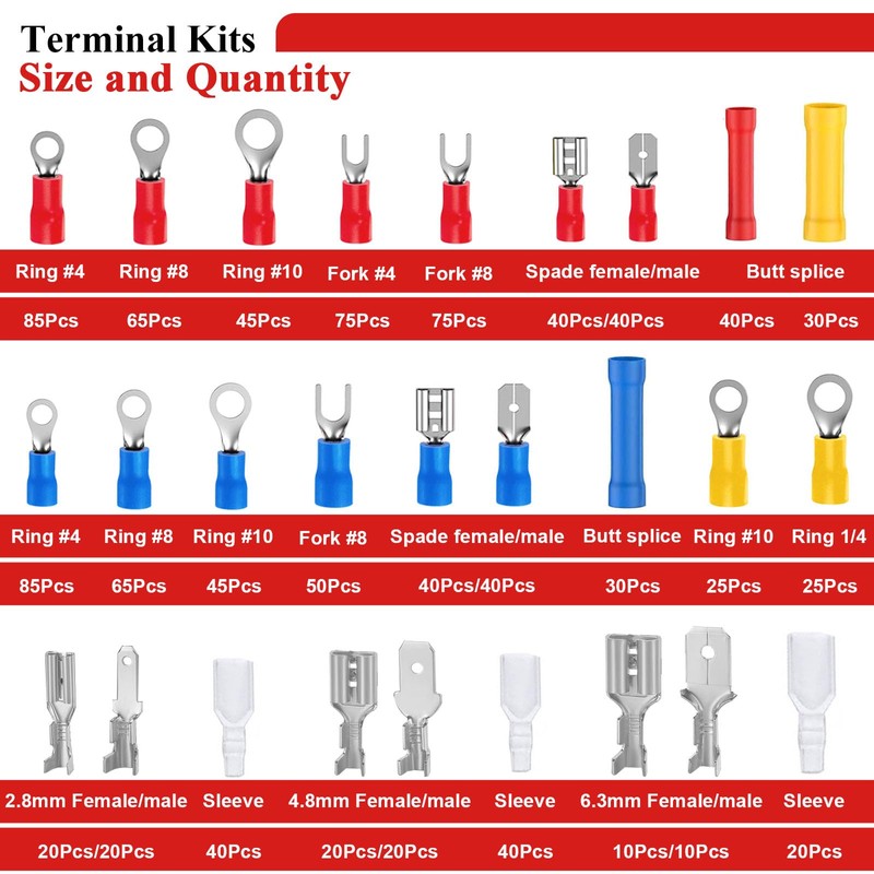 Tnisesm 1100pcs Wire Connectors - Insulated Electrical Wire Terminals with