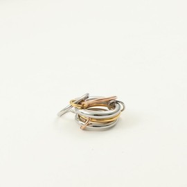 Shapes Studio Trio Linked Ring, Link Ring (Acacia), Minimalism style for women, Never Tarnish (Three Band (two silver), 7)