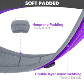 Joytale Dog Collar for Large Dogs, Neoprene Padded and Adjustable, Reflective Wide Heavy Duty Pet Collars with Durable Metal Belt Buckle for Walking, Purple, L