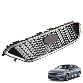 munirater Front Upper Grille Chrome Honeycomb W/O Radar Hole Replacement for 2015-2017 Sonata
