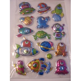 Greenbrier Raised Pop Up Stickers ~ Aliens and Space Travel (15 Stickers)