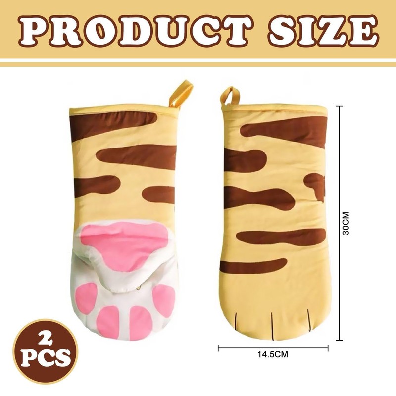 2 Pieces Cat Claw Insulation Gloves, Creative Cartoon Gloves, Kitchen