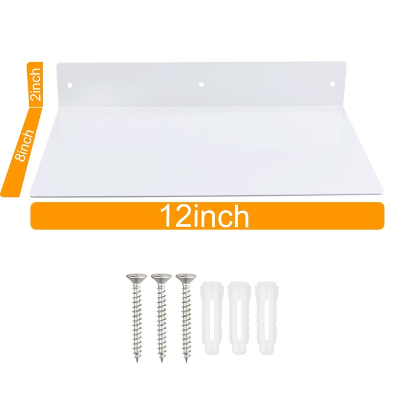 RealPlus Metal Floating Shelf Wall Mounted (12 inch x 8