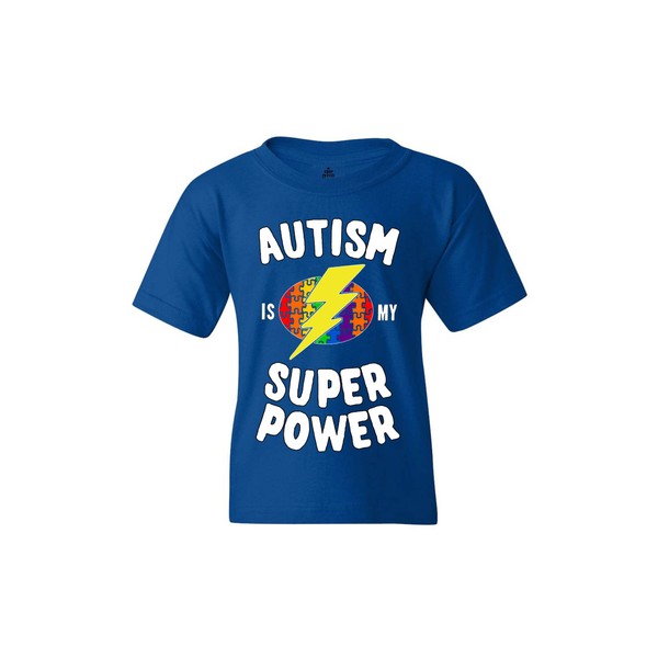 shop4ever Autism is My Super Power Youth's T-Shirt Autism Awareness Shirts Youth X-Small Royal Blue 0
