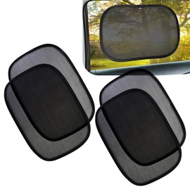 Four-piece Side Window Sunshade, Car Window Shades for Baby, Cooling Heat Protection Interior Protection Foldable Front and Rear Side Window Window Glass Shades, Mesh Car Window Shade (Black)