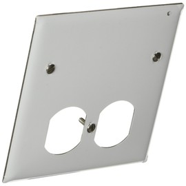 Hubbell Wiring Systems SS138 302/304 Stainless Steel Combination Wall Plate with Box Mount, 2 Gang, 1 Blank, 1 Duplex, 4-19/32" Width x 4-1/2" Height x 1/32" Thick