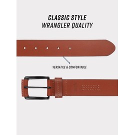 Wrangler Men’s Leather Casual Everyday Belt for Jeans, Khakis (Cognac, 30)