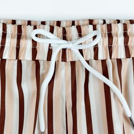 XYKJFIT Mens Swim Trunks Quick Dry 5 Inch Board Shorts for Men with No Liner Breathable Striped Swimwear Bathing Suits Coffee