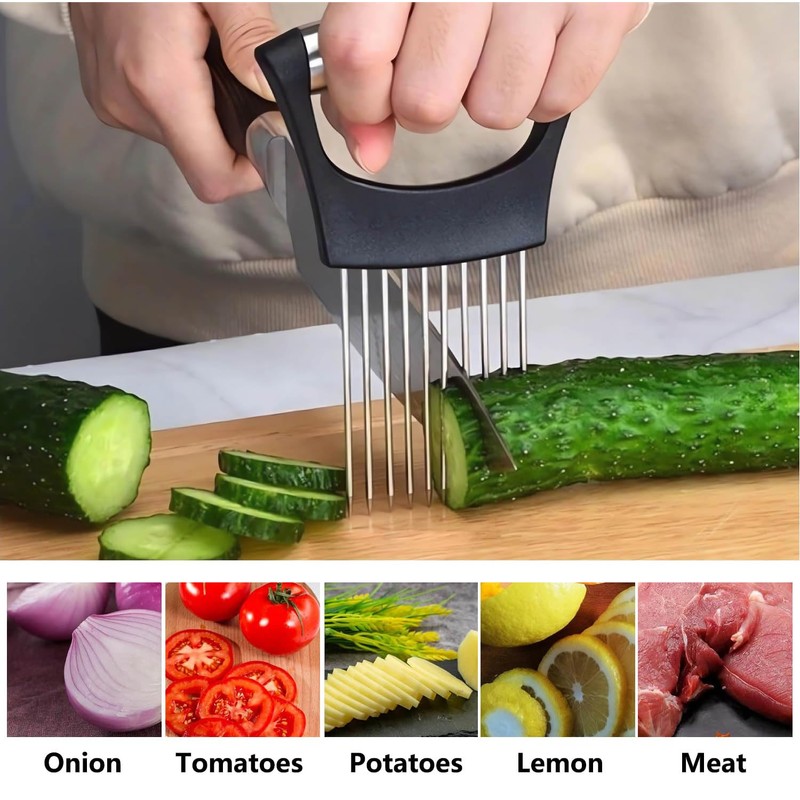 Ptyism 1 Pcs Onion Slicer(with Protective Cover) Onion Holder For丨Vegetable