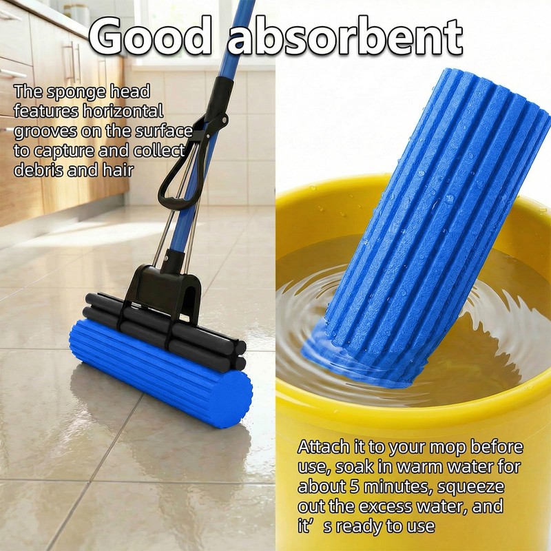 12 Pcs Roller Mop Refill Blue PVA Sponge Mop Head