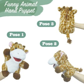 lilizzhoumax Hand Puppet Giraffe Cuddly Toy Simulated Animal Giraffe Hand Puppet Made of Plush Kawaii Cute Role Play Interactive Early Education Toy for Children Gift for Children Zoo Animals