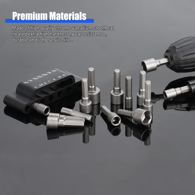 Nutmanel Socket Spanner, Socket Adapter, Hex Shank Metric Nut Driver