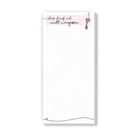 1 notepad "Das darf ich nicht vergessen I dv_310 magnetic back I DIN long I organiser small pink chequered cute for writing on and tearing off