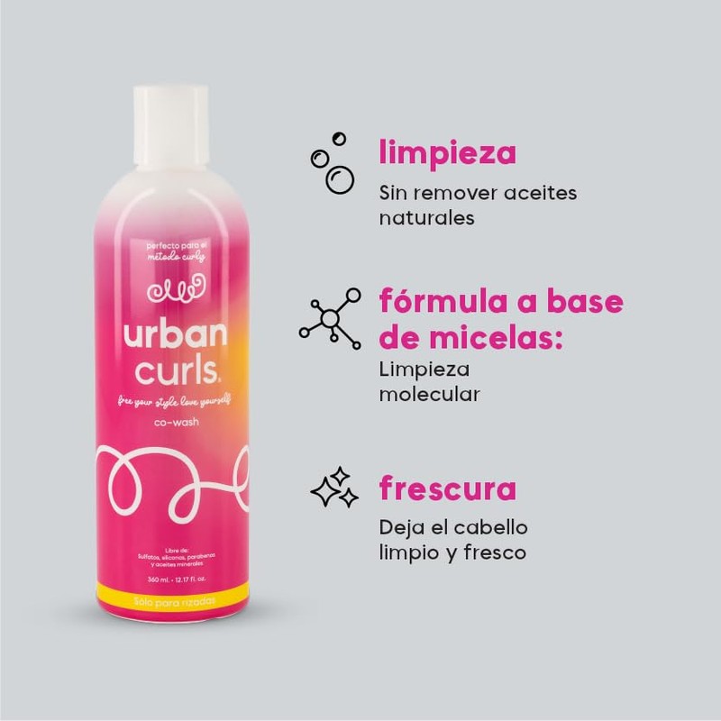 URBAN CURLS Co-Wash 325 ml para Cabello Rizado – Limpieza