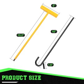 AUTOSwpozo 5th Wheel Pin Puller, 2 Pack 32" Solid Steel Chrome Plated 5th Wheel Puller Hook, Heavy Duty 5th Wheel Puller w/Hook (Yellow & Black)