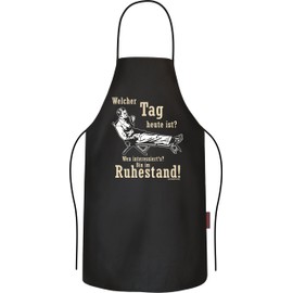 RAHMENLOS Gift for Men for Retirement: Welcher Tag heute ist? Who Interested? - BBQ Apron Cooking Apron Kitchen Apron Cotton Black, What day