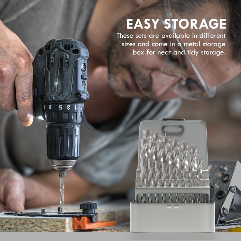 Brad Point Wood Drill Bit Set, 29Pcs HSS Drill Bit