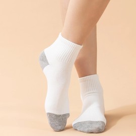 Ndoobiy Womens White Ankle Socks for Women Crew Quarter Socks Size 7-9 9-11 Women’s Thin Cute Workout Mini Half Crew Short Mid Athletic Cotton Soft Gym Ladies Girls Sock ND008(B2) M