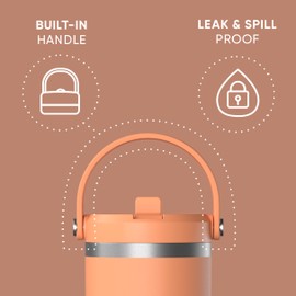 Hydrapeak Nomad 32 oz Tumbler with Handle and Straw Lid, Leakproof Tumbler, Tumbler Lid Straw, Double Insulated Tumblers, 32oz Double Insulated Cup Straw, Stainless Steel (Apricot Crush)