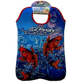 Ed Hardy Designs By Christian Audigier Neoprene 2 Bottle Wine Beverage Tote (Tattoo Ocean Koi Fish)