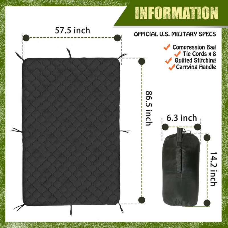 Lenotos Woobie Blanket, Thermal Insulated Military Poncho Liner, Water-Resistant, Portable,