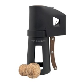 VB VIN BOUQUET FID 1486 Black Champagne Corkscrew with Wooden Handle, Effortless Bottle Opening, Safe and Easy to Use