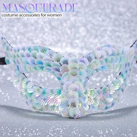 Yalice Sequined Masquerade Mask for Women Shiny Ball Party Masks Luxury Venetian Style Costume Accessories (White)