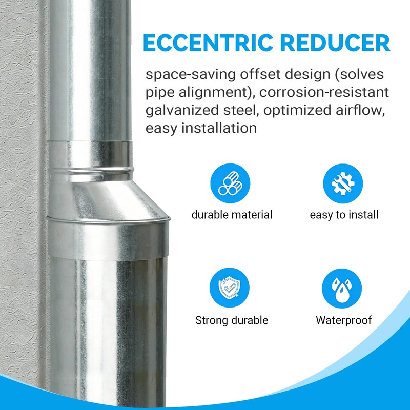 ZOWZEA 8" to 6" Inch Eccentric Duct Reducer & Increaser,