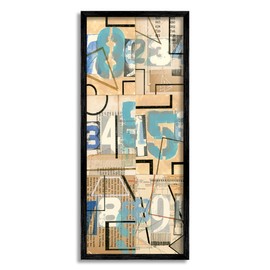 Stupell Industries Abstract Textbook Cutout Collage Bold Painted Numbers, Designed by Nikki Galapon Black Framed Wall Art, 13 x 30, Multi