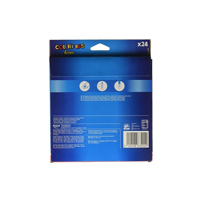 Maped Color´Peps Lapices de Colores, Triangulares, Extruidos, paquete de 24