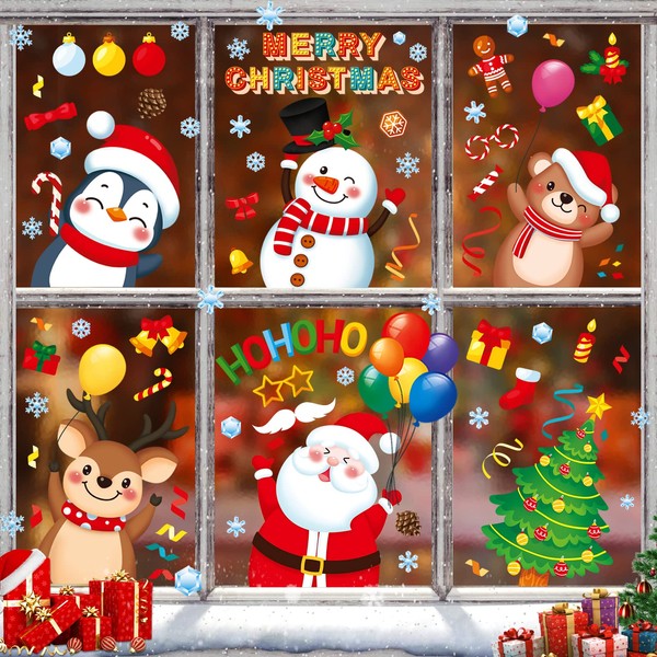Christmas Window Clings 9 Sheets Christmas Window Stickers Santa Snowman