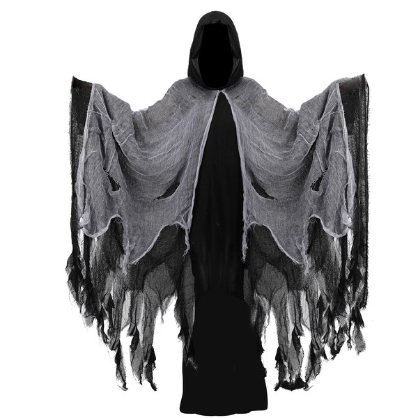 WEFONLLICOS Hooded Cloak Medieval Renaissance Gothic Wizard Cape Grim Reaper