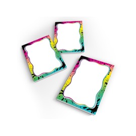 Limonia 12 mini notepads, each 25 sheets, DIN A7 set, souvenir gift for children's birthday party, theme party, celebration, event, travel, unisex, teens, girls, boys, colourful, neon abstract stars